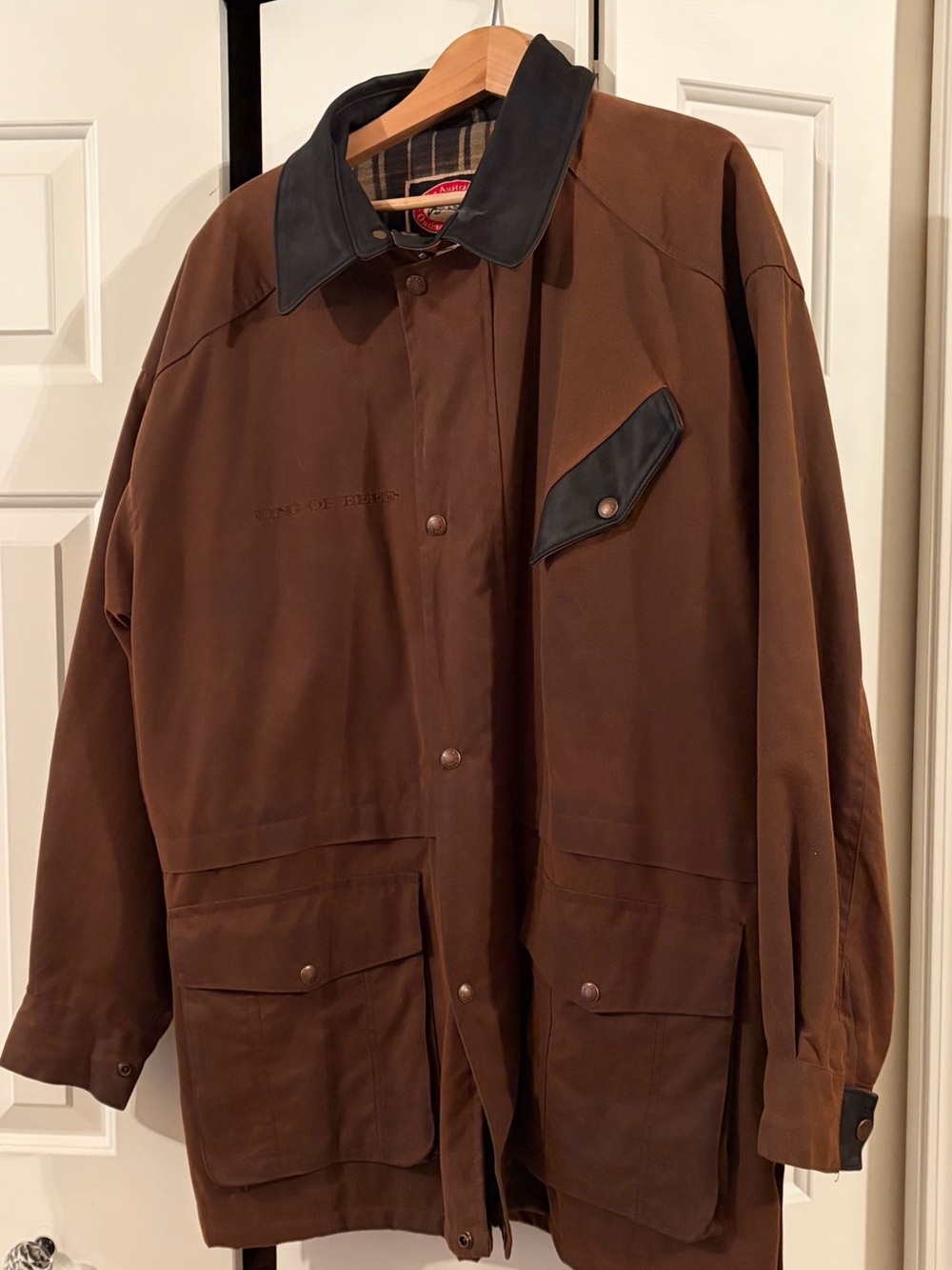 Budweiser Waxed Cotton Field Jacket - Brown with Black Trim